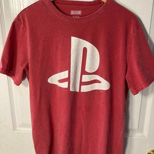 PlayStation Logo T-Shirt - Men's Sz. Med. - Salmon Red - Sony/Tailgate Brand